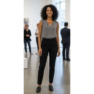 THML Sleeveless Blouse  Keyhole V Neck Size XS  Chevron